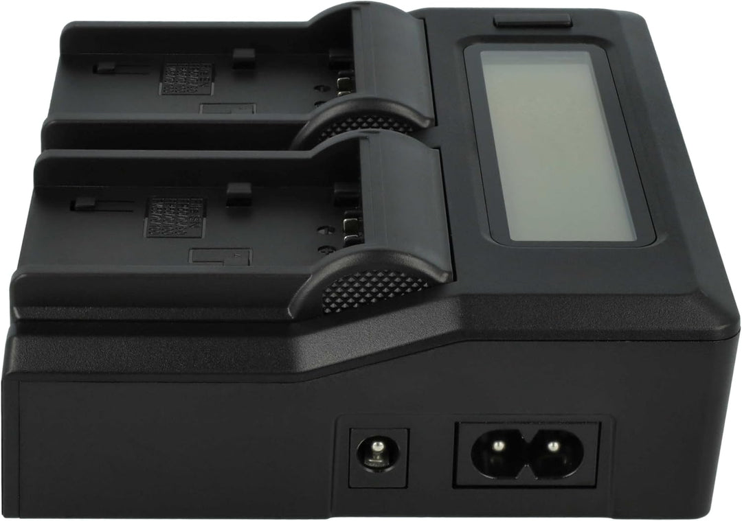 vhbw Dual Ladegerät kompatibel mit Sony HXR-NX30E, HXR-NX70, HXR-NX70E, NEX-VG10, NEX-VG10E, NEX-VG3