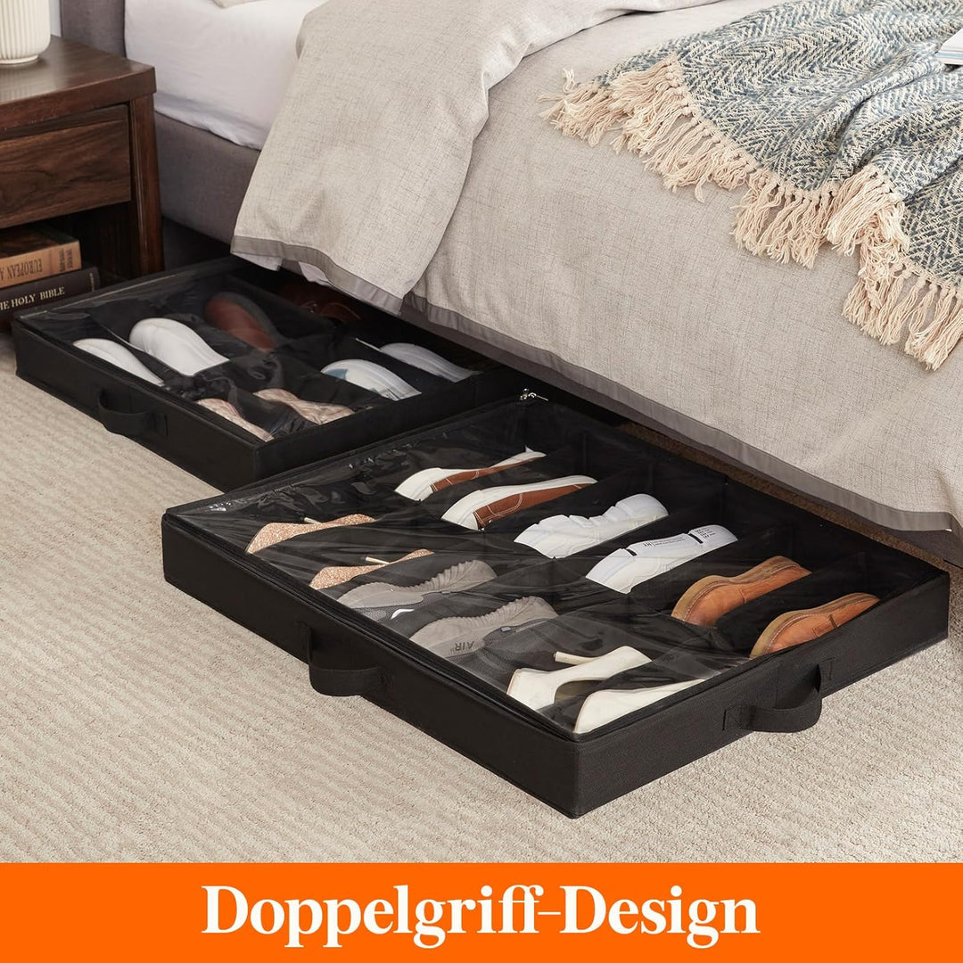 Lifewit Unterbett-Schuh-Organizer, 1 Packung (12 Paar), 10,9 cm hoch, Stoff-Schuhbehälter, faltbare