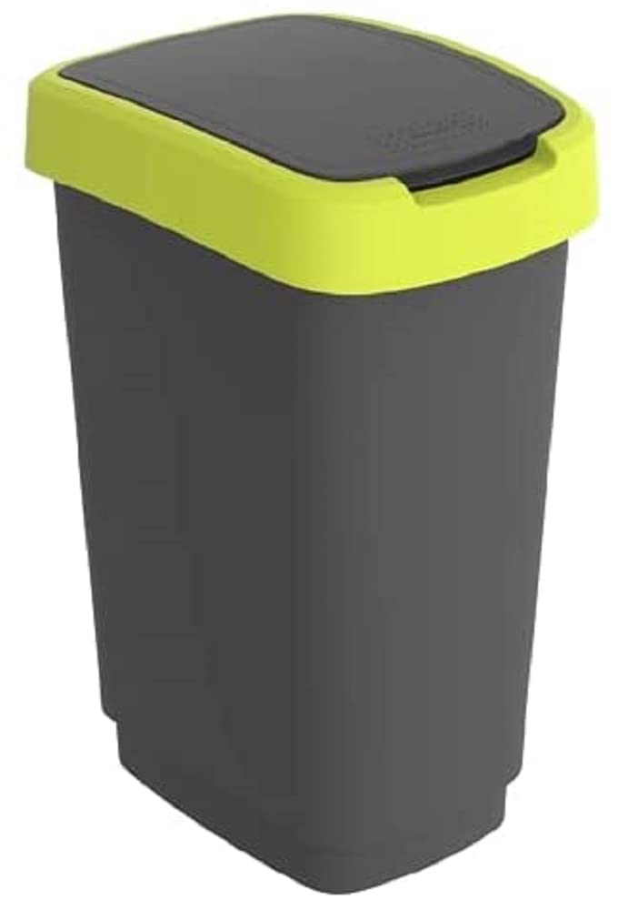 Rotho Twist Mülleimer 25l mit Deckel, Kunststoff, Gelb/Schwarz Gelb/Anthrazit, Gelb/Anthrazit