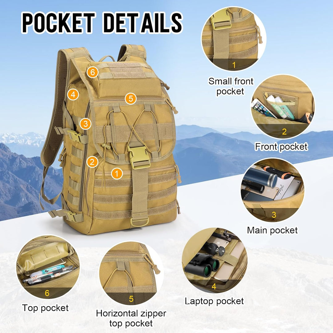 SHANNA Militärrucksack 35L/50L Armee Rucksack Molle, Hohe Kapazität Trekkingrucksack Wanderrucksäcke