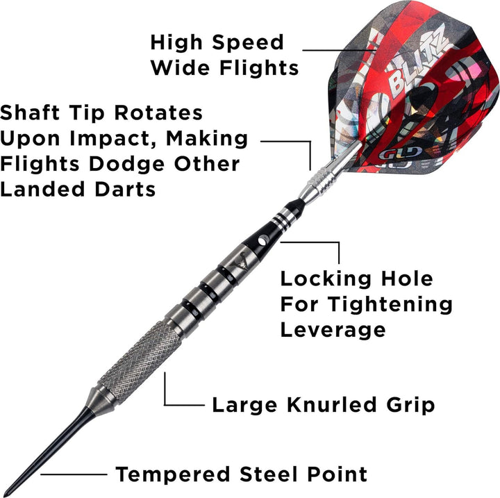Viper Blitz Dartpfeile aus 95% Wolfram mit Stahlspitze, mit Aufbewahrungs-/Reiseetui 24 Gramm, 24 Gr