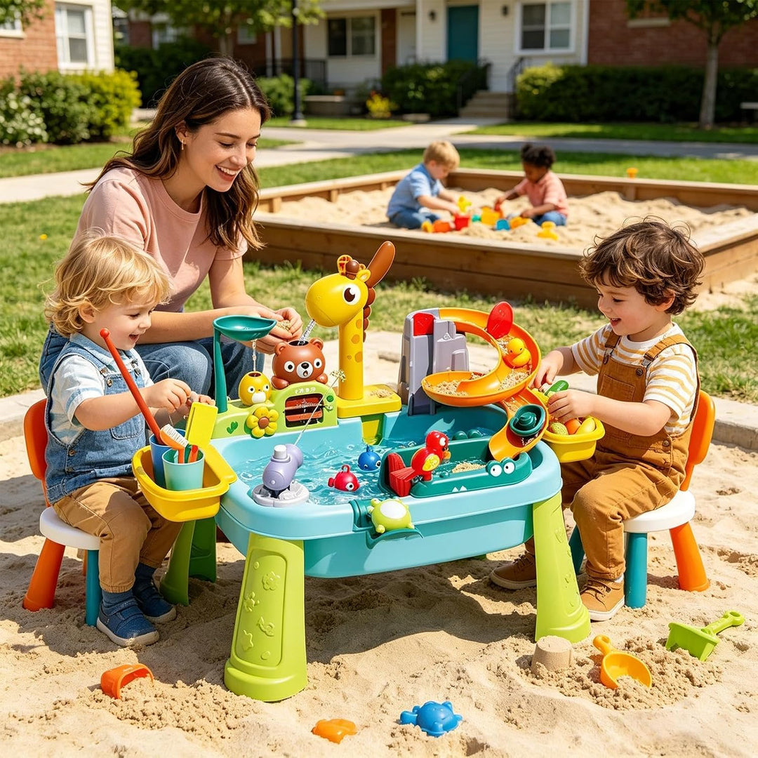 Kinder Wassertisch - Giraffenwasserhahn Lern Angelspielzeug, Küchen Spielbecken Spielzeug Mit Fliess
