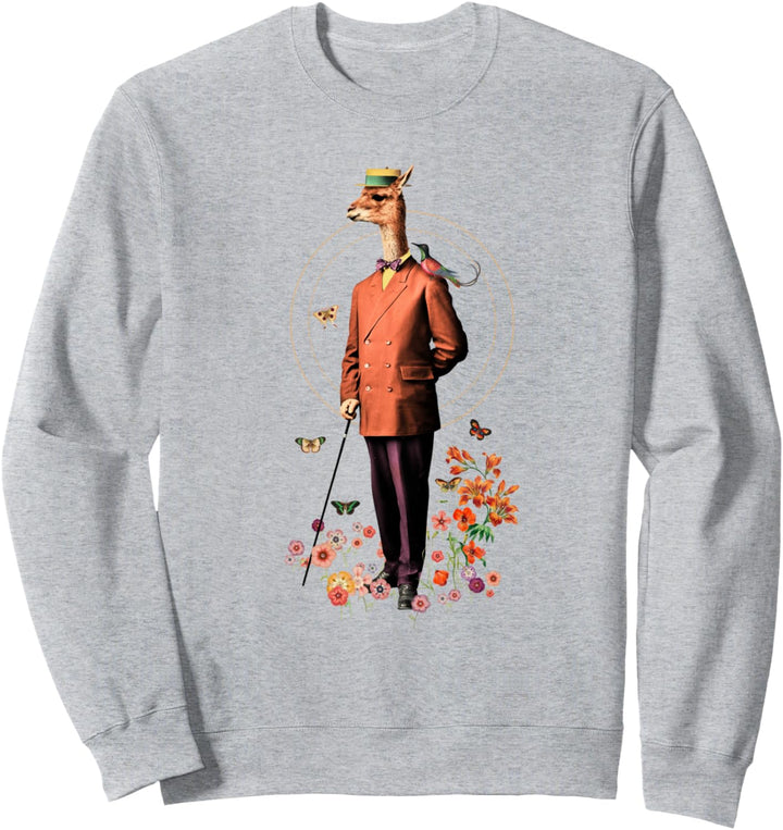 Fancy Lama In Nature Wildlife Flowers Sweatshirt