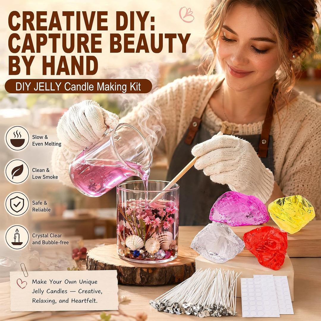 RANJIMA Gel Wachs Kerze Making Kit, Gelee Wachs DIY Kerze Machen Handgefertigte Material Crystal für