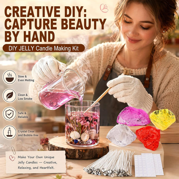 RANJIMA Gel Wachs Kerze Making Kit, Gelee Wachs DIY Kerze Machen Handgefertigte Material Crystal für