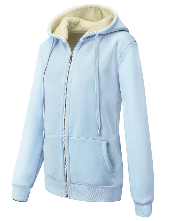 MOVE BEYOND Sweatjacke Damen mit Kapuze Zipper Hoodie Fleecejacke Gefüttert Warme Winterjacke mit Re