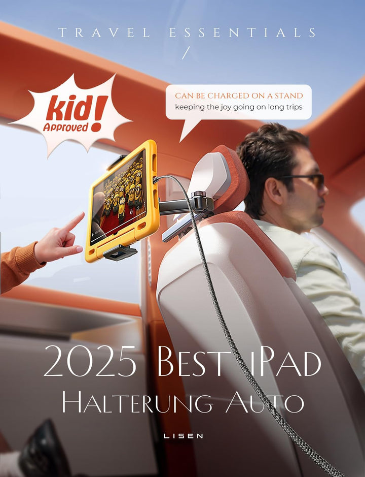LISEN Tablet Halterung Auto, Tablethalterungen Auto - Ausziehbare KFZ Tablet Halter Kopfstütze, Univ