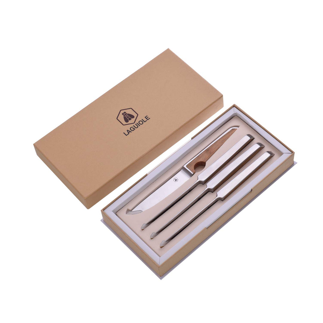 LAGUIOLE - Laguiole 426848 Set mit 4 Edelstahl-Steakmessern (24,3 cm) mit braunem Bambusholzgriff -