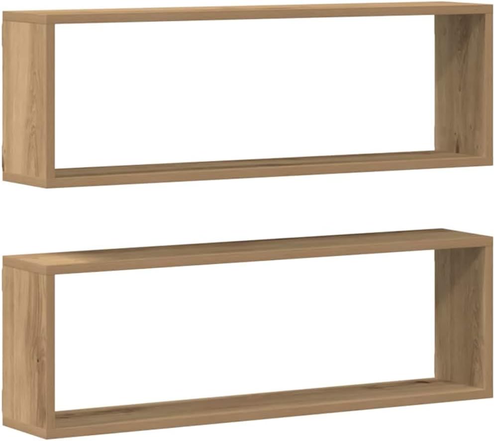 vidaXL Wandregal 2 pcs Artisan-Eiche 80 x 15 x 26 cm Holzwerkstoff, Moderne rechteckige Wandregal, a