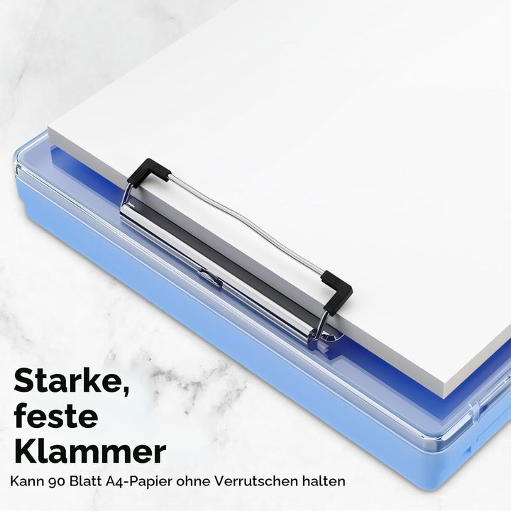 Piasoenc Klemmbrett mit Aufbewahrung, Klemmbretter mit 2 Aufbewahrungsboxen und A4-Papierordner, kla