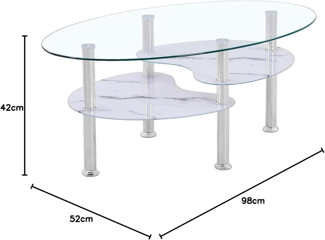 Euro Tische Couchtisch Glas mit 8mm Sicherheitsglas & Facettenschliff - Glastisch perfekt geeignet a
