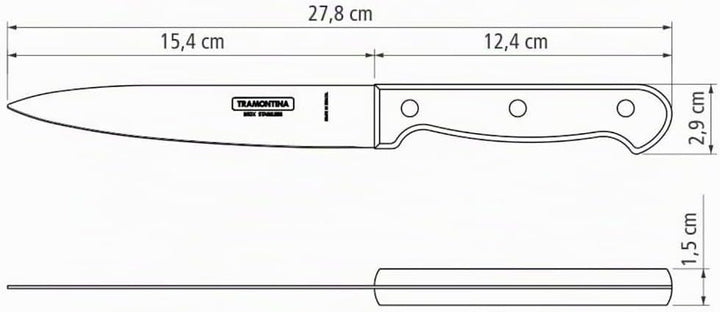 Tramontina Fleischmesser, 15 cm, Edelstahl, Holzgriff, spülmaschinenfest, 29810/268, Braun, Fleischm