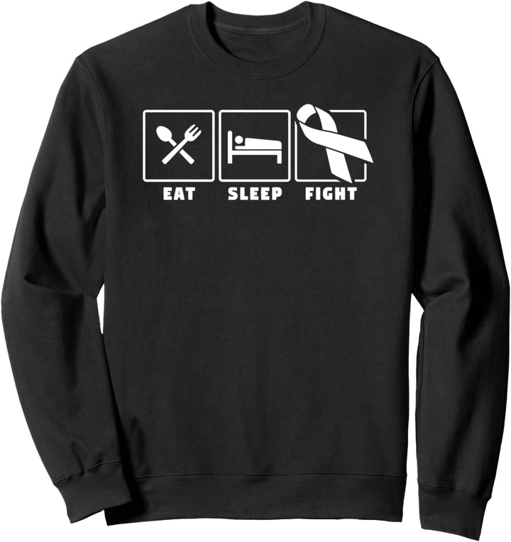 Eat sleep fight white ribbon lung cancer awareness Sweatshirt