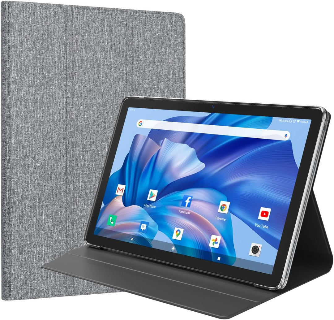 FEONAL K115 Schutzhülle für Tablet 10/10,1 Zoll, Leder, Grau