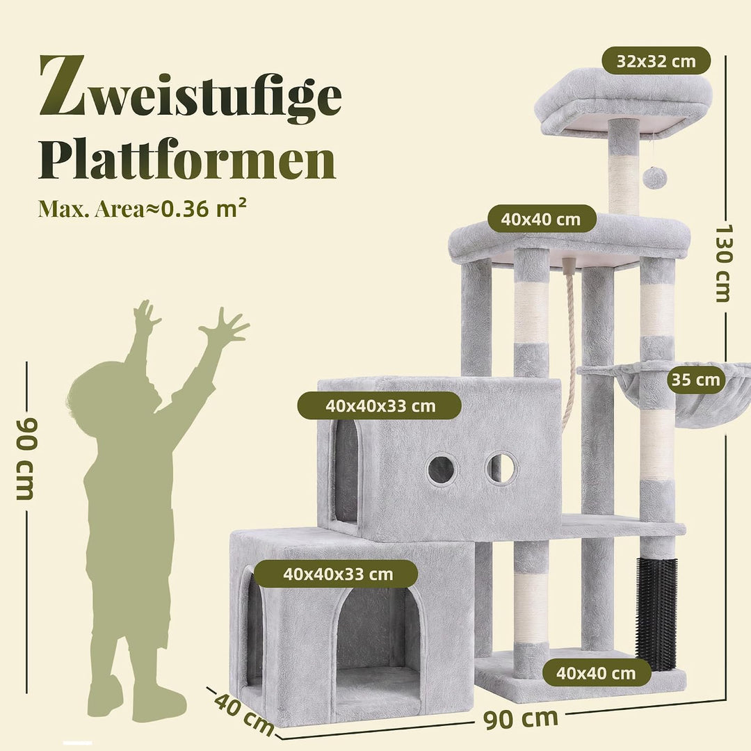 Hey-brother Kratzbaum für Kätzchen, stufenförmigem Klettergang, MPJ061W | 130 cm stabil Katzenbaum m