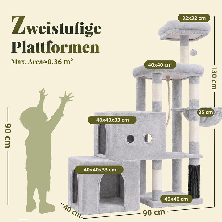 Hey-brother Kratzbaum für Kätzchen, stufenförmigem Klettergang, MPJ061W | 130 cm stabil Katzenbaum m