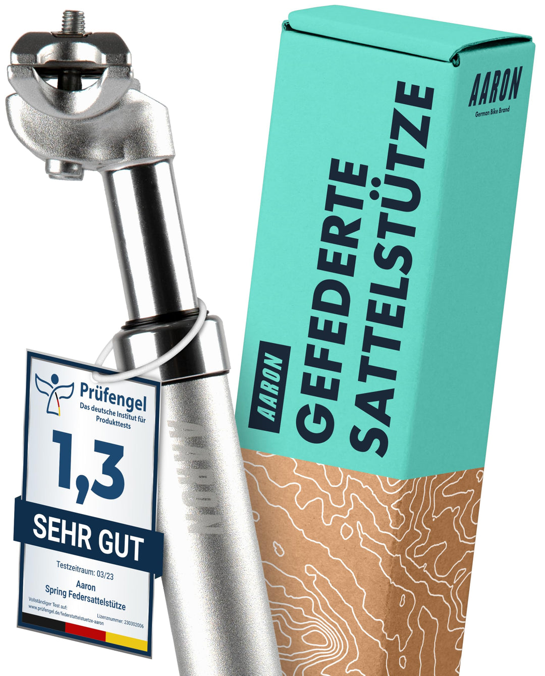 AARON Spring Federsattelstütze mit 27,2, 30,9 oder 31,6 mm Durchmesser - Gefederte Aluminium Sattels