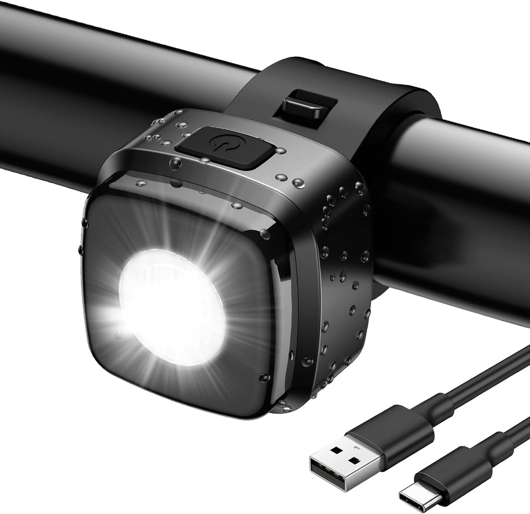 Akdomart LED Fahrradlicht Vorne, Fahrradlicht USB Aufladbar mit 600mAh Akku, Fahrradbeleuchtung StVz