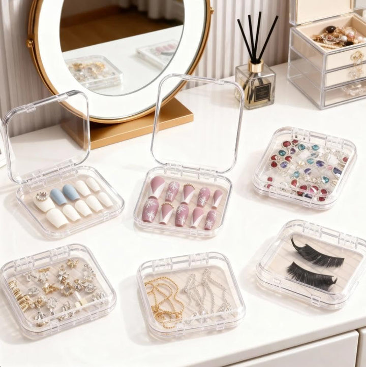 fafzms 20 Stück Nagelaufbewahrungsbox Organizer (8.5x8.5cm) + 60 Stück Verbessertes Doppelseitiges K