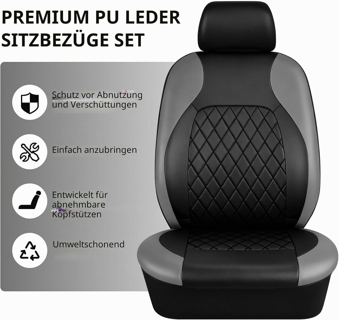 9 Stück Leder Autositzbezüge Sets,Wasserdichtes Sitzbezüge Auto Komplettset,Wasserdicht Vordersitze