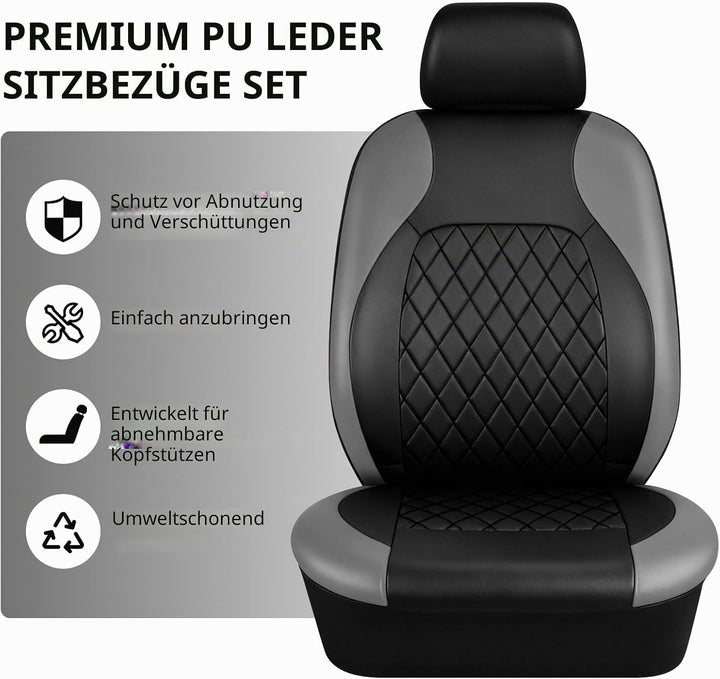 9 Stück Leder Autositzbezüge Sets,Wasserdichtes Sitzbezüge Auto Komplettset,Wasserdicht Vordersitze