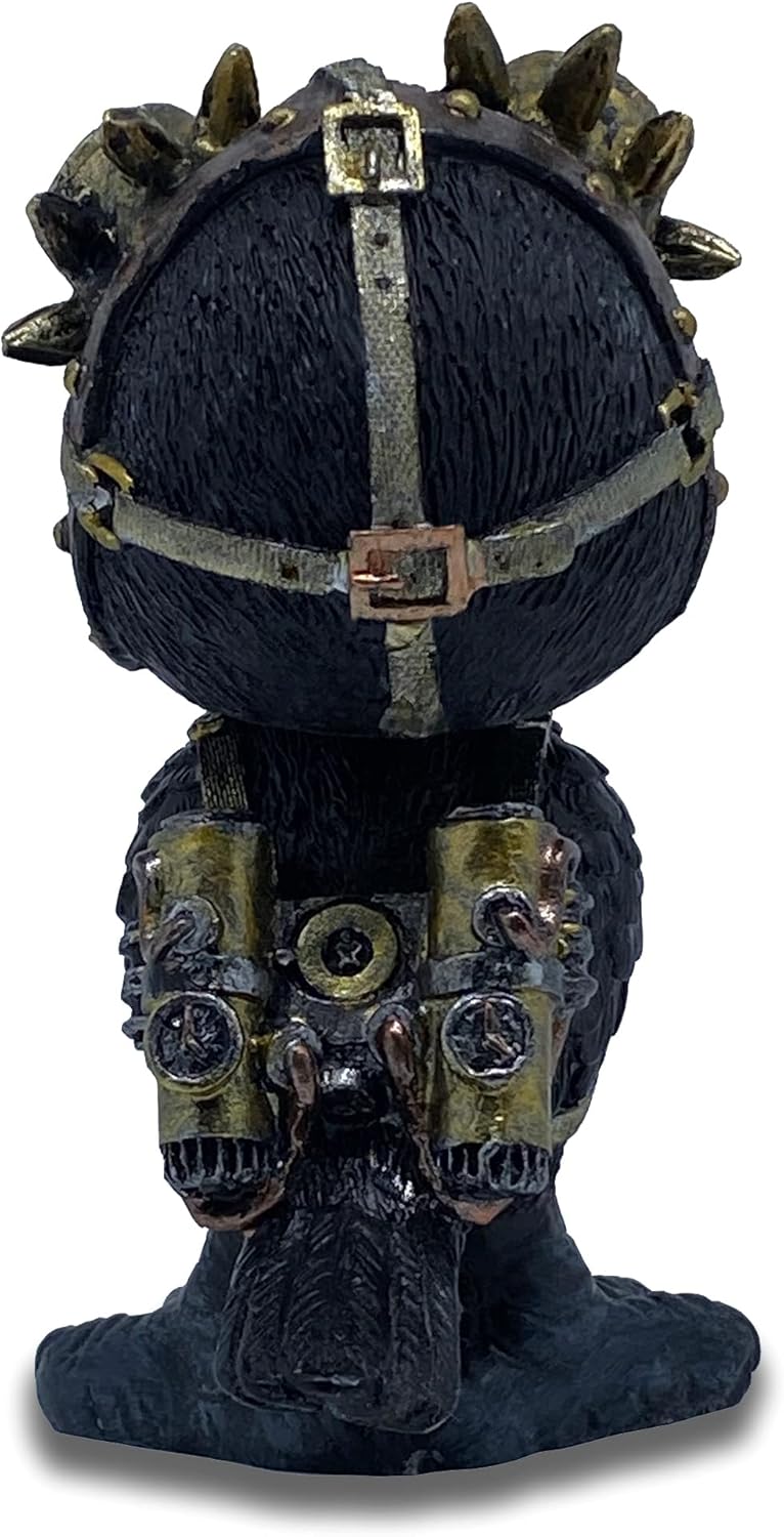 Objectz Wackelkopf Figur Kleiner schwarzer Rabe mit Pestmaske - Vogel mit beweglichem Kopf - Gothic