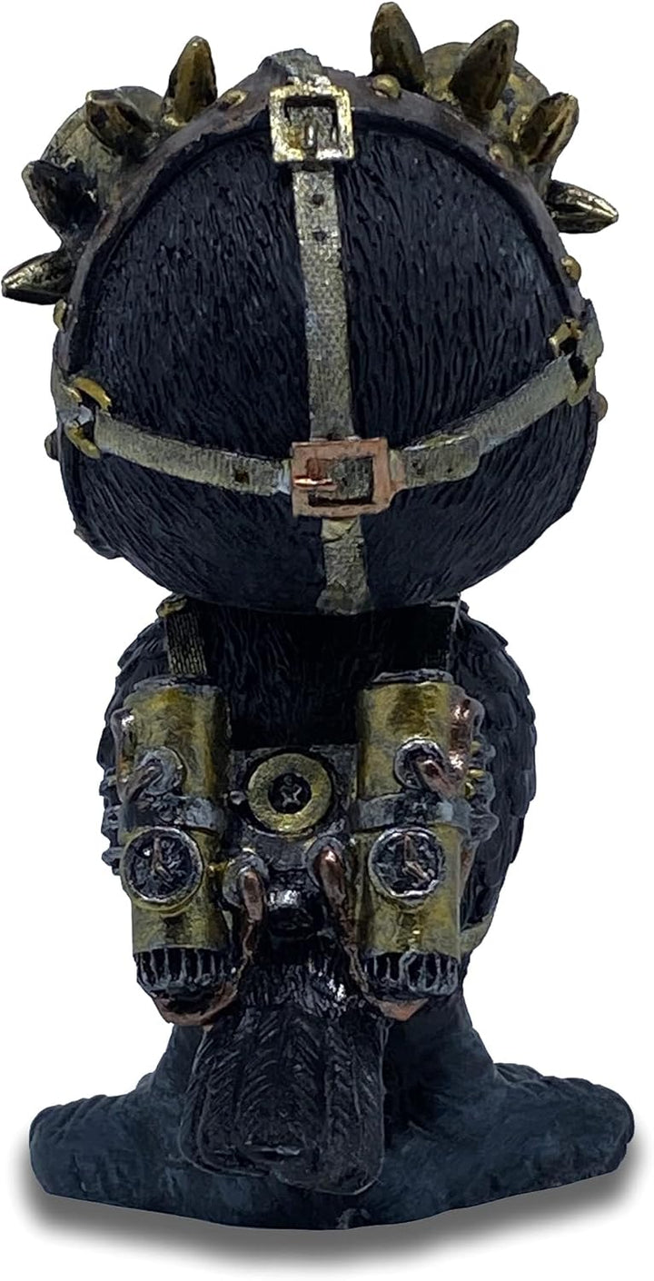 Objectz Wackelkopf Figur Kleiner schwarzer Rabe mit Pestmaske - Vogel mit beweglichem Kopf - Gothic