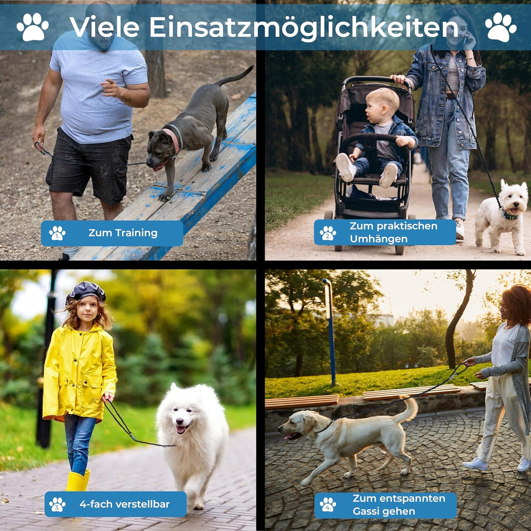 Testnote: Sehr gut - Hundeleine reflektierend I 2m, verstellbar, wetterfest &amp; reissfest bis 250 kg I