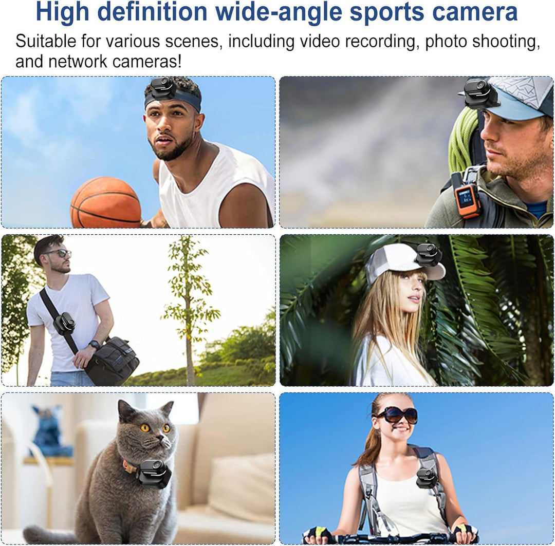 128GB Sportkamera Wasserdicht 1080P Tragbare Kamera mit 360° Drehbarem Clip, Bodycam Körperkamera Mi