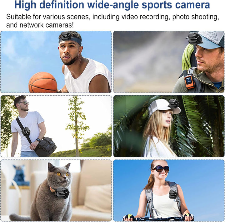 128GB Sportkamera Wasserdicht 1080P Tragbare Kamera mit 360° Drehbarem Clip, Bodycam Körperkamera Mi