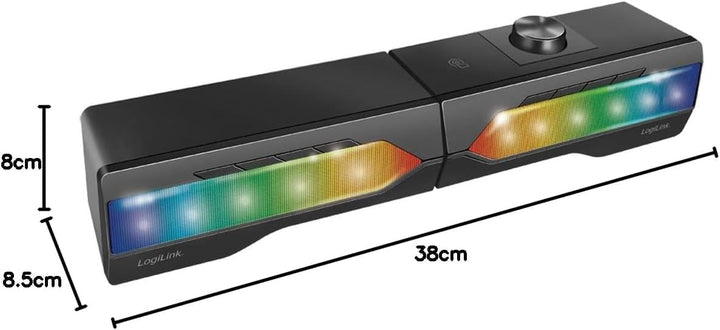 LogiLink Mobile Soundbar mit Party Licht, 2-in-1 Gaming Sound System, Anschluss über Bluetooth V5.0