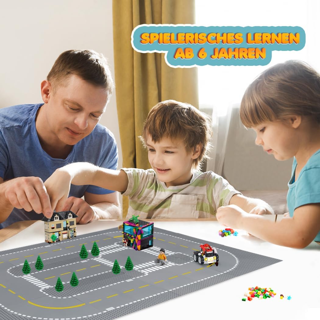 Lekebaby 12 Platten-Set Stadt Strassen Grundplatte, 25.5 * 25.5cm Strassenplatten 100% Kompatibel mi