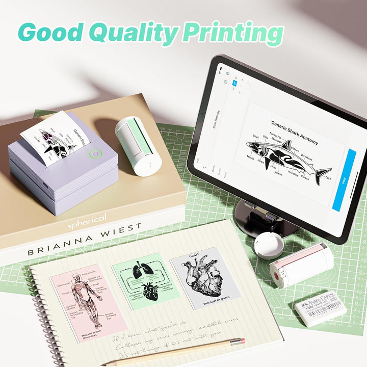 Sticker Drucker, PM290 Mini Drucker für Smartphone, Bluetooth Thermodrucker Mini mit 3 Rollen Papier