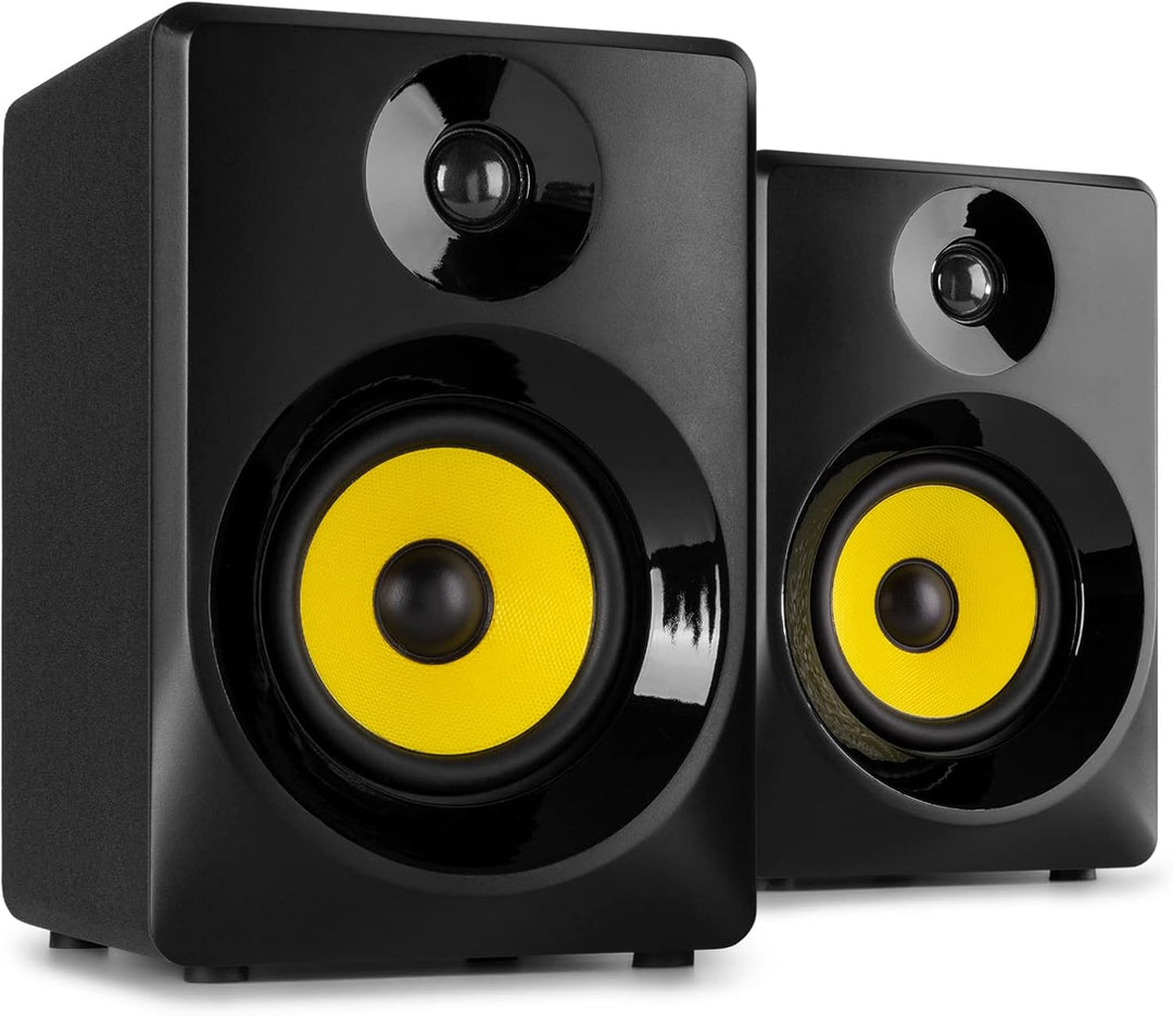 VONYX SMN40B - Studio Monitor, Aktiv Lautsprecher Set, 100 Watt, 4 Zoll Studiolautsprecher Set, DJ M