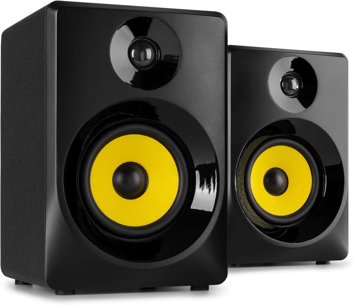 VONYX SMN40B - Studio Monitor, Aktiv Lautsprecher Set, 100 Watt, 4 Zoll Studiolautsprecher Set, DJ M
