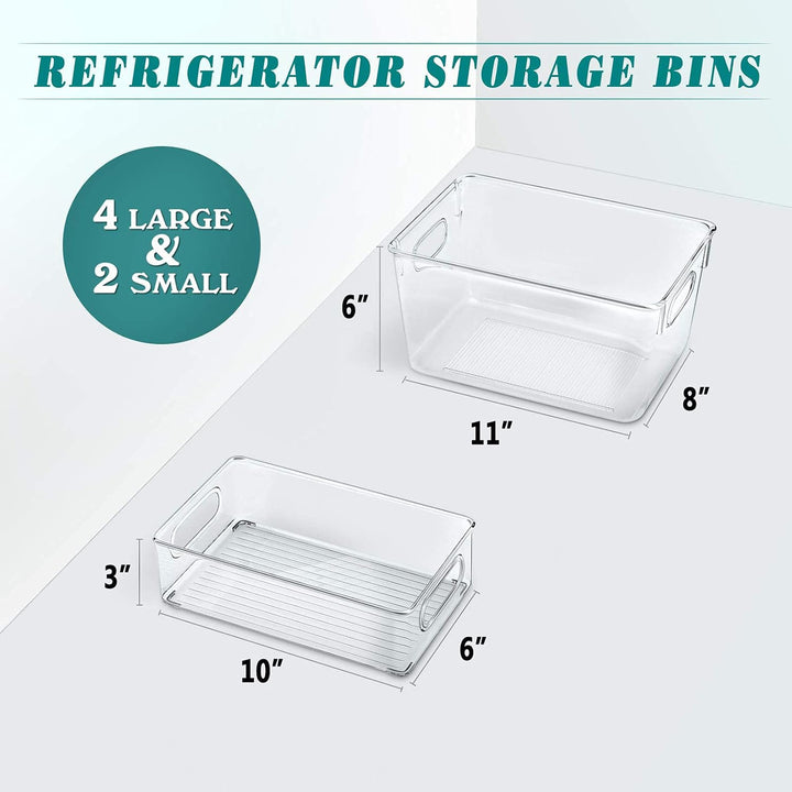 FINEW Premium stapelbare Aufbewahrungsboxen – Set von 6 (4 grosse und 2 kleine Behälter) transparent