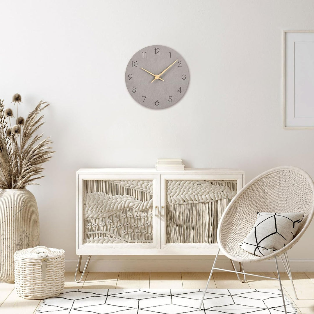 Warminn MDF Holz Wanduhr Ohne TickgeräUsche Lautlos Modern 30cm Quarz Gross Batterie Betriebene Wand