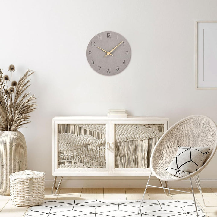Warminn MDF Holz Wanduhr Ohne TickgeräUsche Lautlos Modern 30cm Quarz Gross Batterie Betriebene Wand