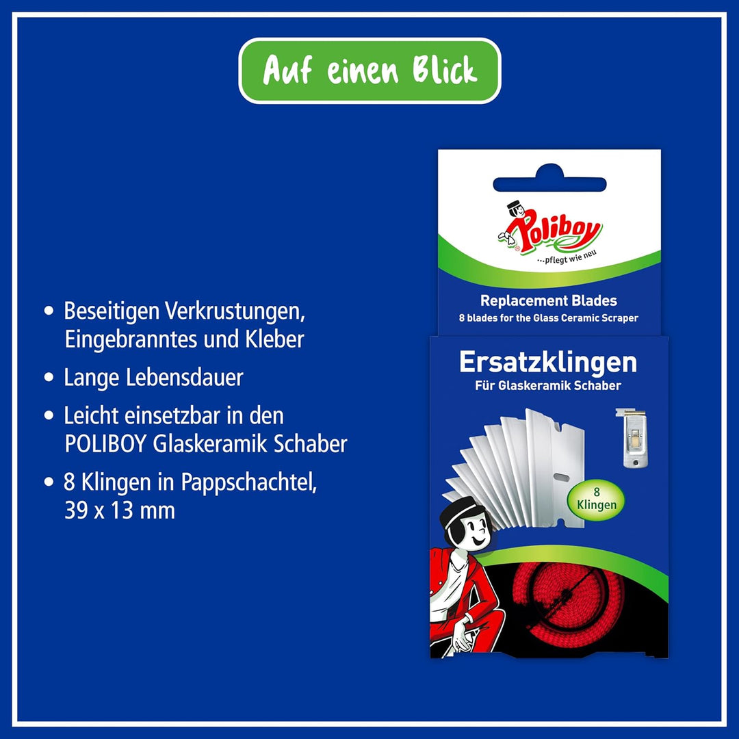 POLIBOY Ersatzklingen – Für den POLIBOY Glaskeramik Schaber und andere Schaber – Robuste Schaberklin