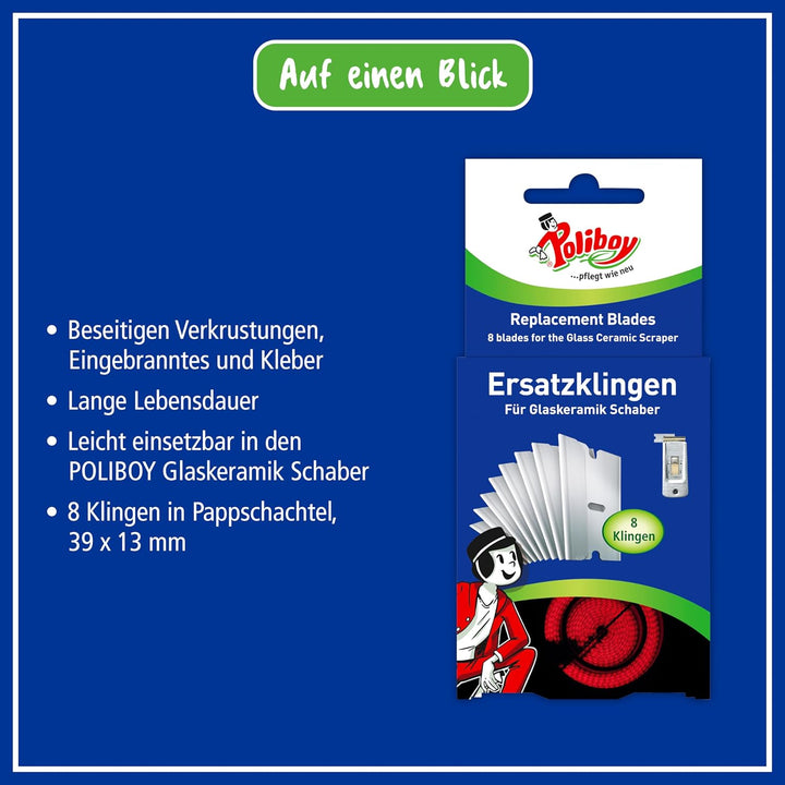 POLIBOY Ersatzklingen – Für den POLIBOY Glaskeramik Schaber und andere Schaber – Robuste Schaberklin
