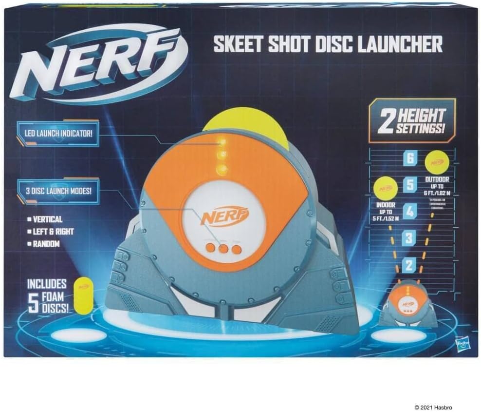 NERF NER0289 - Skeet Wurfscheiben Launcher, Zielscheibe mit Sound und Display, Spielzeug ab 8 Jahren