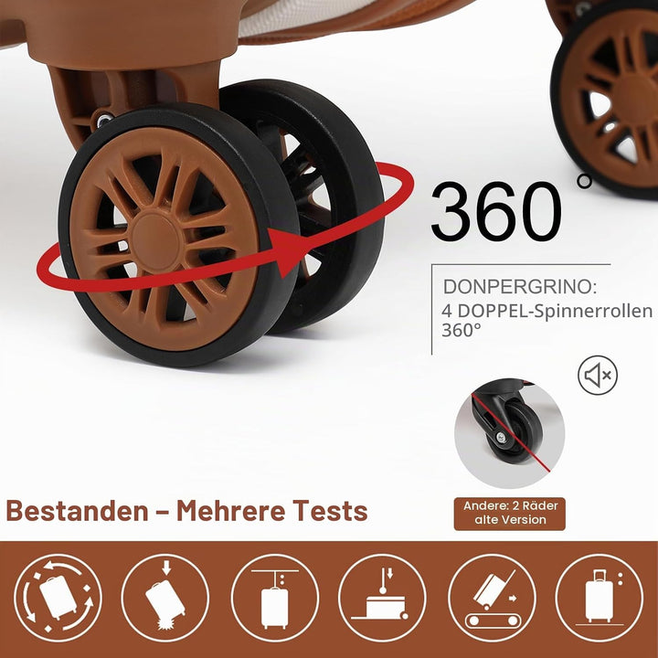 KONO Koffer Trolley Gross Hartschalenkoffer Reisekofferset Koffer Kofferset Gepäck Rollkoffer Schlos