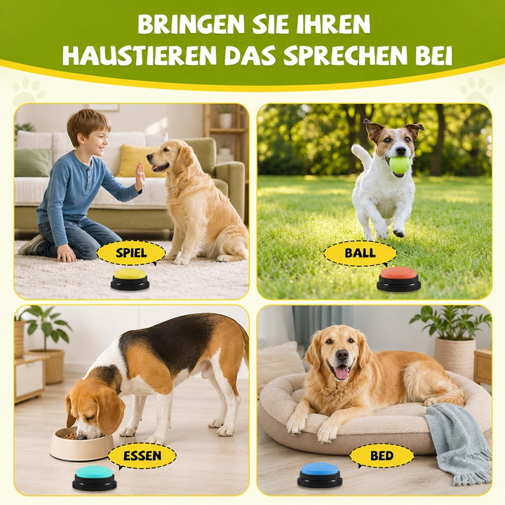 Buzzer mit Aufnahmefunktion, 6 Stück Hunde Buzzer mit aufnahmefunktion, 30 Sekunden Aufnahme, Buzzer