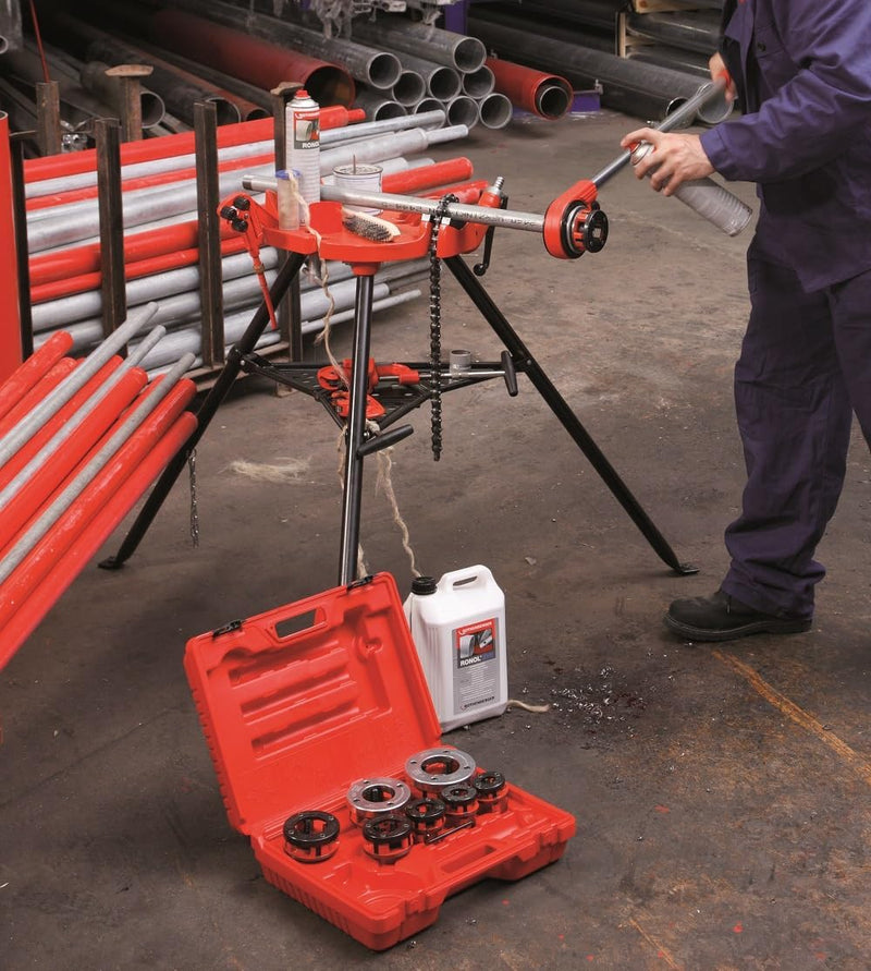 ROTHENBERGER 070781X SUPER CUT Gewindeschneiden-Set im Koffer, Ratschen-Gewindeschneidkluppe, BSPT R