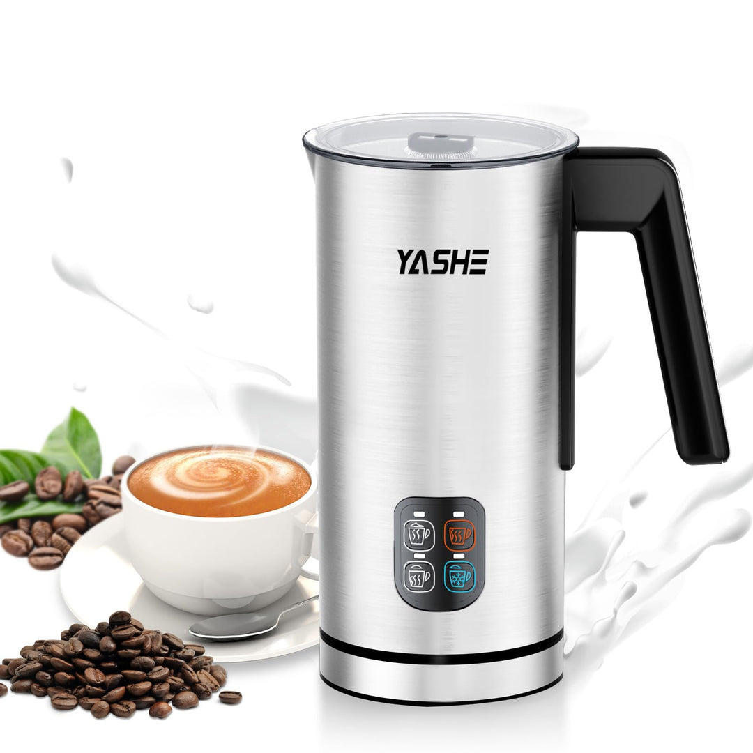 YASHE Milchaufschäumer, 240 ml Milchaufschäumer Elektrisch, 4-in-1 Edelstahl Milchschäumer, Antihaft