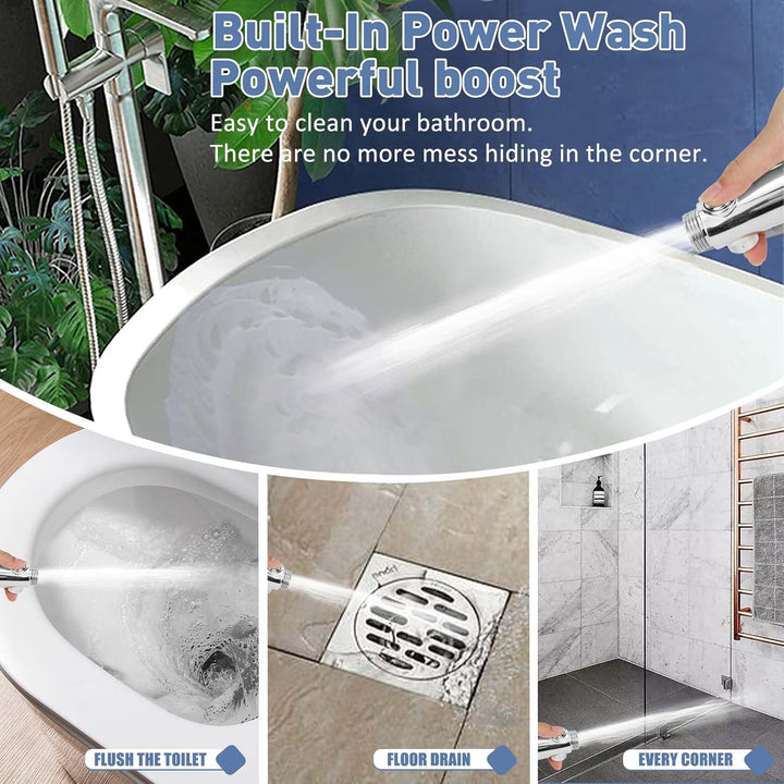 Duschkopf, Duschkopf mit Schlauch 2m & Wasserstopp-Funktion, Duschbrause Druckerhöhend Wassersparend