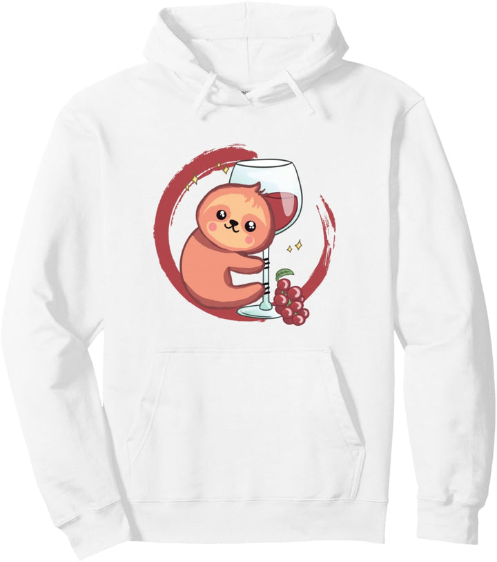 Wein Weingläser Zubehör mit Wein trinkendes Faultiere Wein Pullover Hoodie