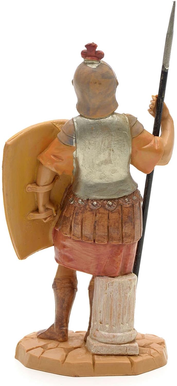 Holyart Soldat handcoloriert, mit Schild, 12 cm Fontanini