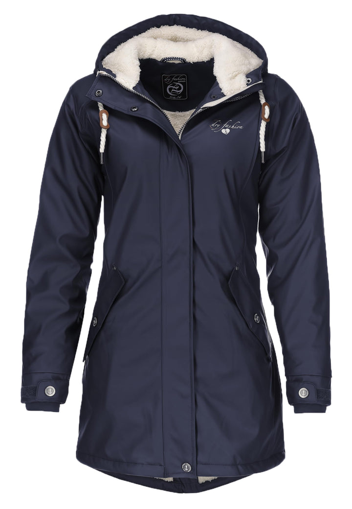 Dry Fashion Damen Regenmantel Malmö - Frauen Regenjacke Jacke mit Kapuze Lang Winddicht Wasserdicht