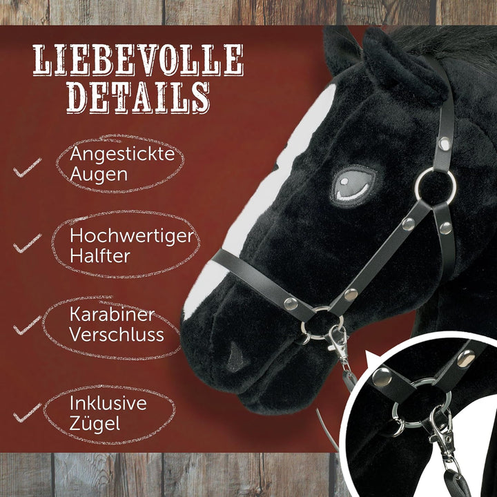 Pink Papaya Hobby Horse Abraxas, mit Halfter und Trense, Steckenpferd fürs Hobby Horsing, Pferd zum